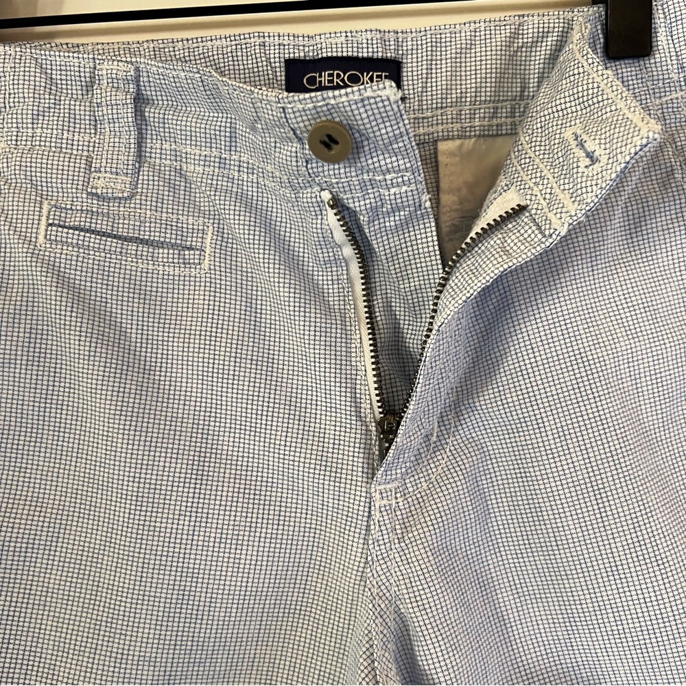 CHEROKEE SHORTS BOYS PLAID LIGHT BLUE AND WHITE - Picture 3 of 15